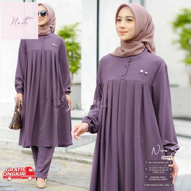 One Set Terbaru / BIG SALE BISA COD NIRA SETCEL SIZE M L XL XXL JUMBO SETELAN WANITA BAHAN CRINGKLE 