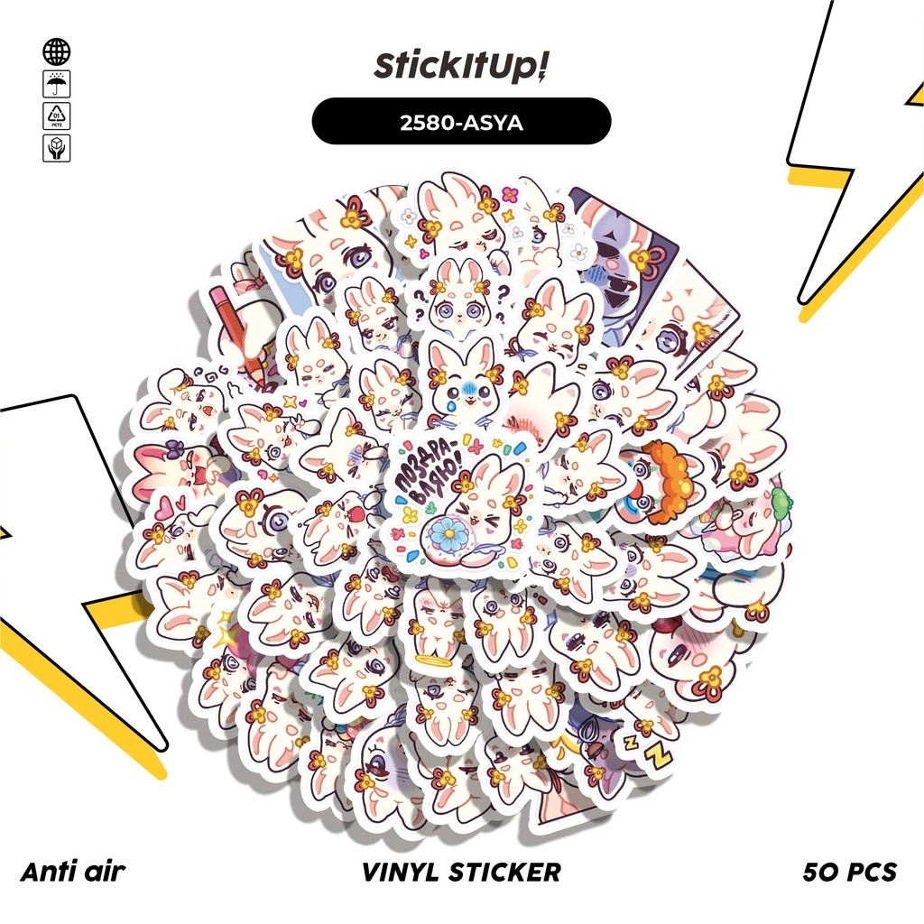 

COD✨ 50 Pcs Stiker FUNNY CHARACTER ASYA THE RABBIT STICKER PACK Lucu Anti Air Untuk Dekorasi Notebook Sepeda Skateboard Handphone DIY