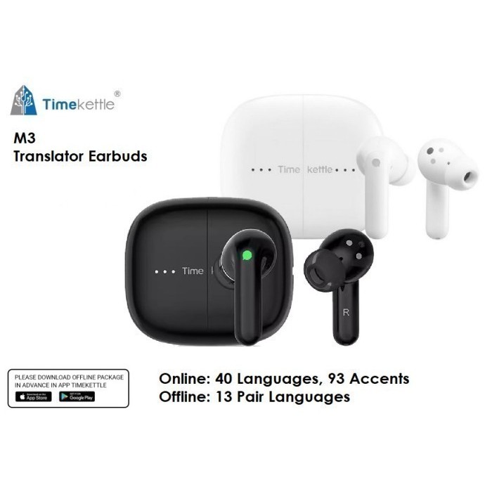 TIMEKETTLE M3 Translator Earbuds OFFLINE - Penerjemah Bahasa Asing