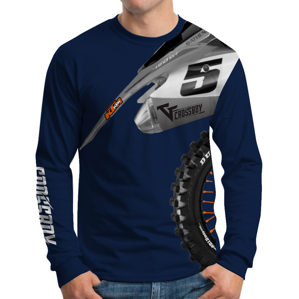 kaos lengan panjang , kaos lengan panjang pria , kaos pria Crossboy oringinal navy , baju supermoto 