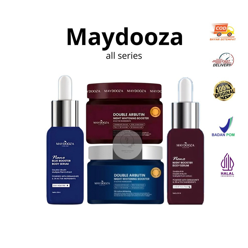 Maydooza Series | Double Arbutin Night Whitening Booster | Nano Night Booster Body Serum | Blue