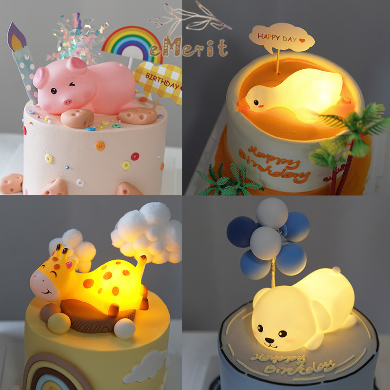 Lampu Malam / Dekorasi Kue Ulang Tahun Lampu Malam / Ornamen Kue Ulang Tahun Lampu Malam Kartun Hewa