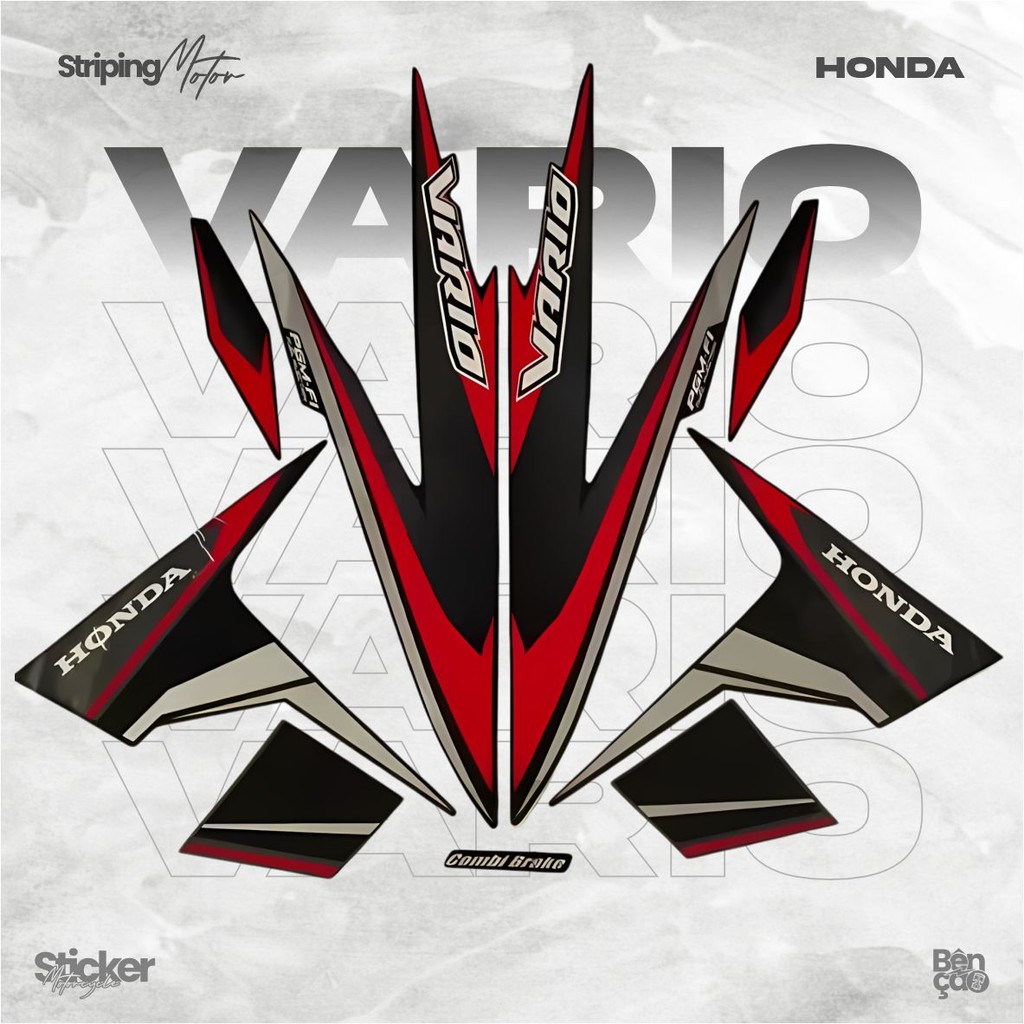 Striping Stiker Motor | HONDA VARIO 110 eSP FI 2018 body full hitam standar berkualitas | Bencao