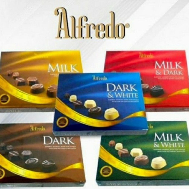 

Alfredo Chocolate Box 110gr Coklat Milk White Dark Greentea Cokelat Malaysia