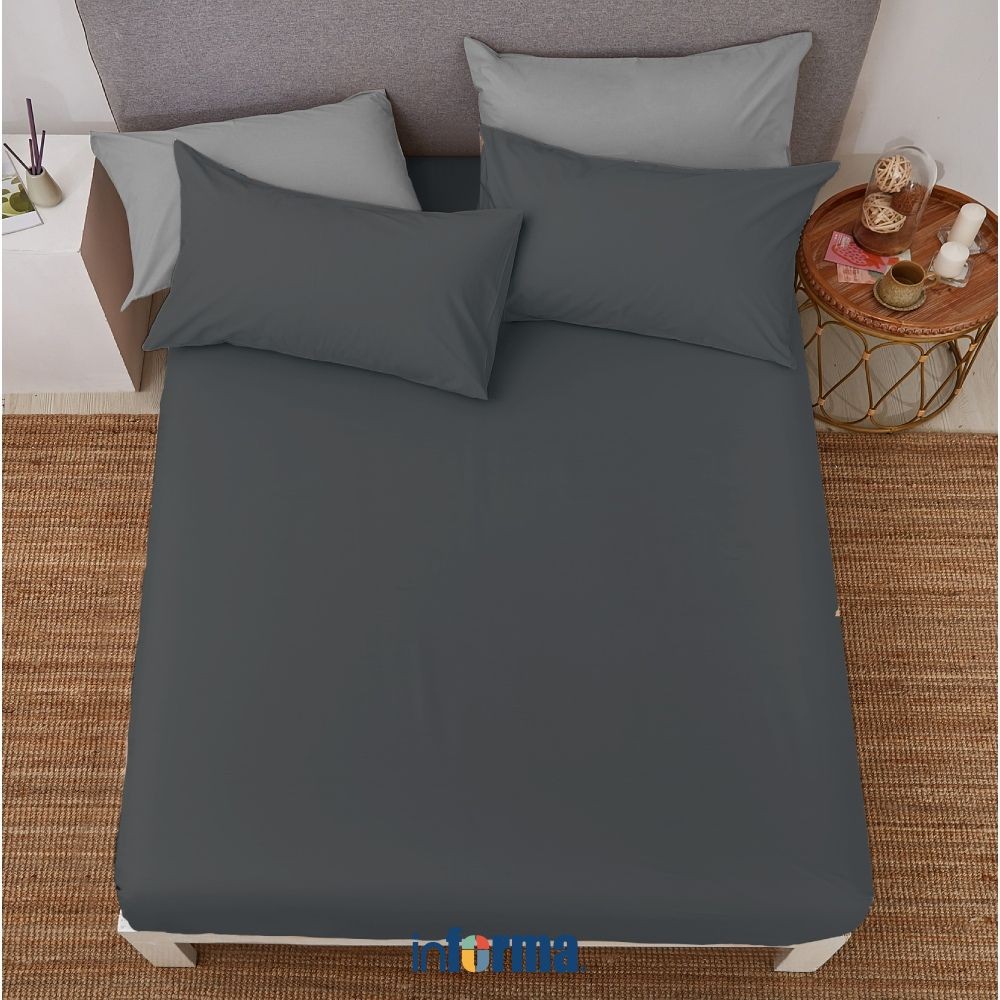 Informa Seprai Katun Fitted - Hitam King Queen Single 180x200 160x200 120x200 Sprei Seprei Sheet Set
