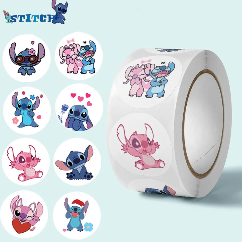 

500pcs Disney Stitch Stickers Seal Label Decorative Cartoon kids Party candy DIY Round Seal Stickers Rolls Stickers Toys