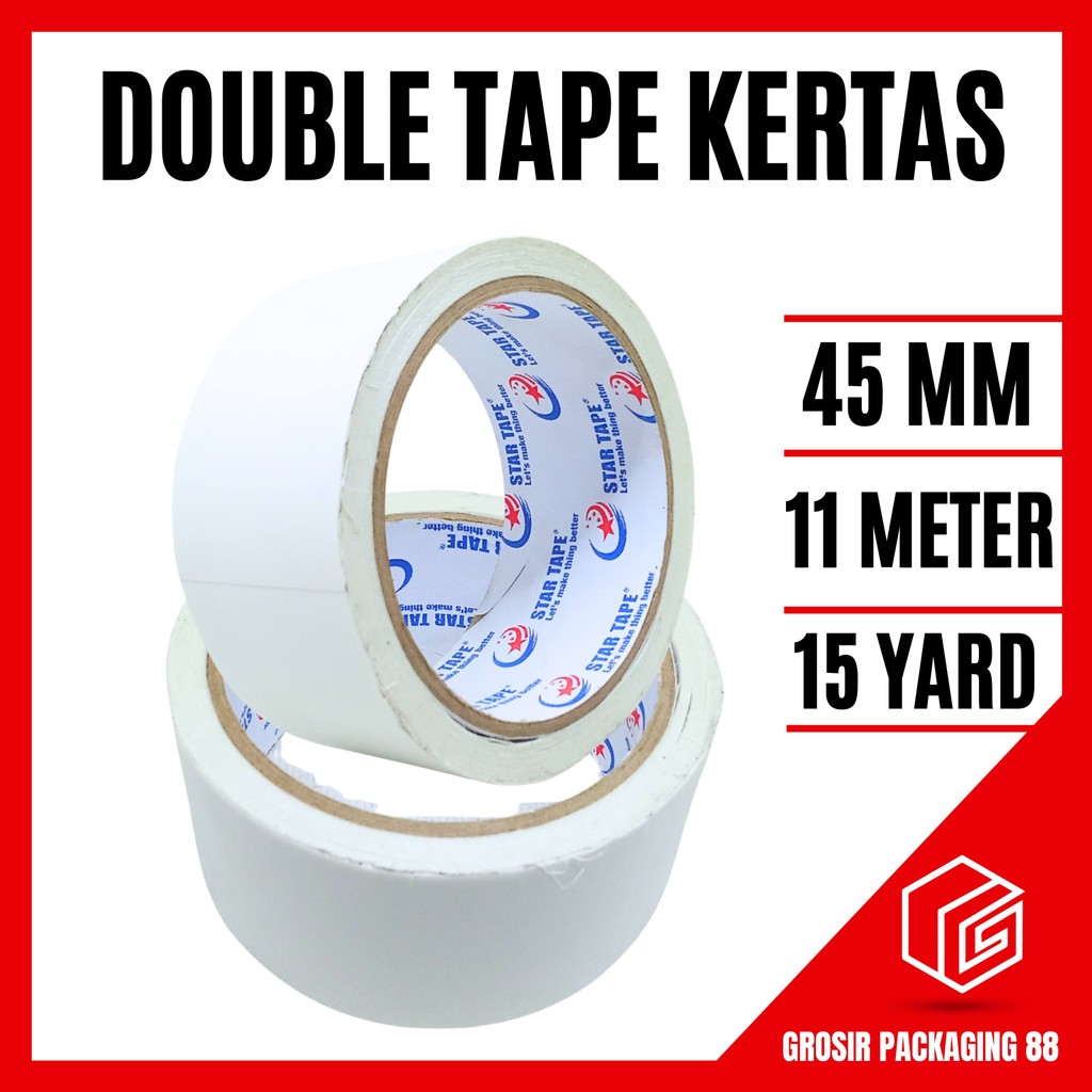 

Double Tape Kertas 45MM - 11M - Lakban Dobel Sided Tape ATK 2 Inch - 15 YARD Bukan Joyko
