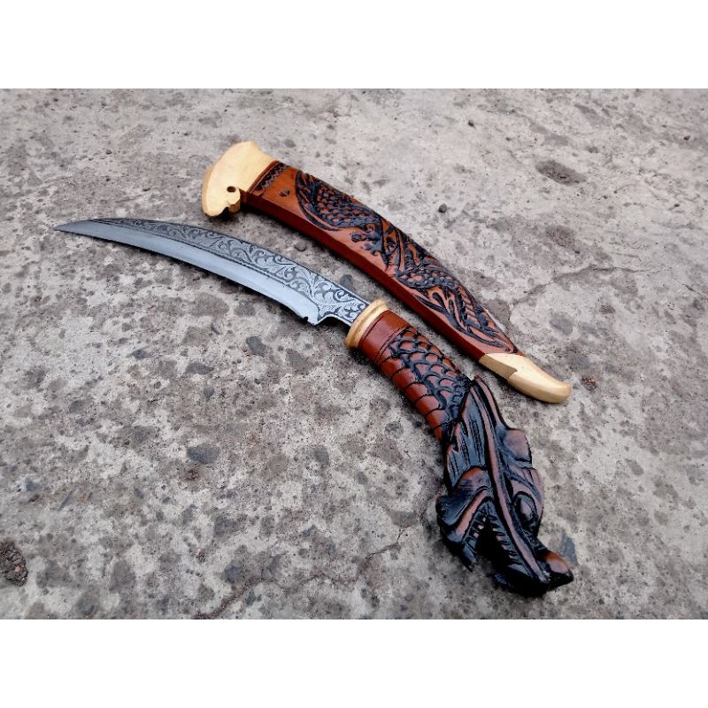 Kerambit Ukir Motif Gagang Naga Ukir Full Permanen Peralatan Beladiri Silat Co