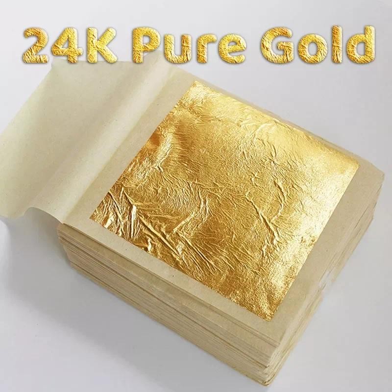 

24K 10Pcs Gold Foil Pure Gold Leaf Sheets DIY Painting Decors Arts Crafts Gilding Design Paper Party Gift Wrapping Scrapbooking