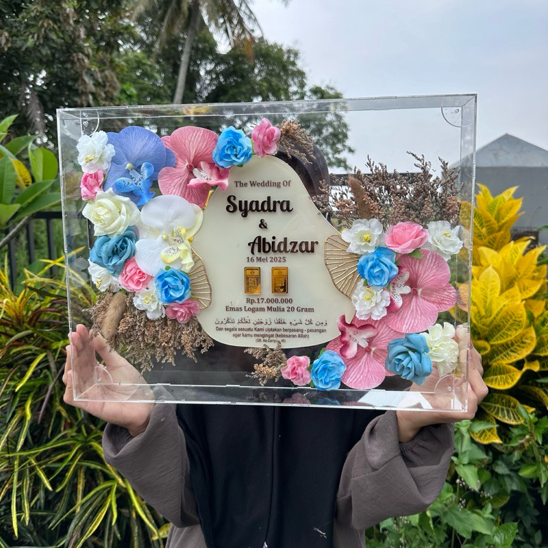 MAHAR UANG MURAH 40x30 FULL AKRILIK FRAME LENGKUNG BOX AKRILIK