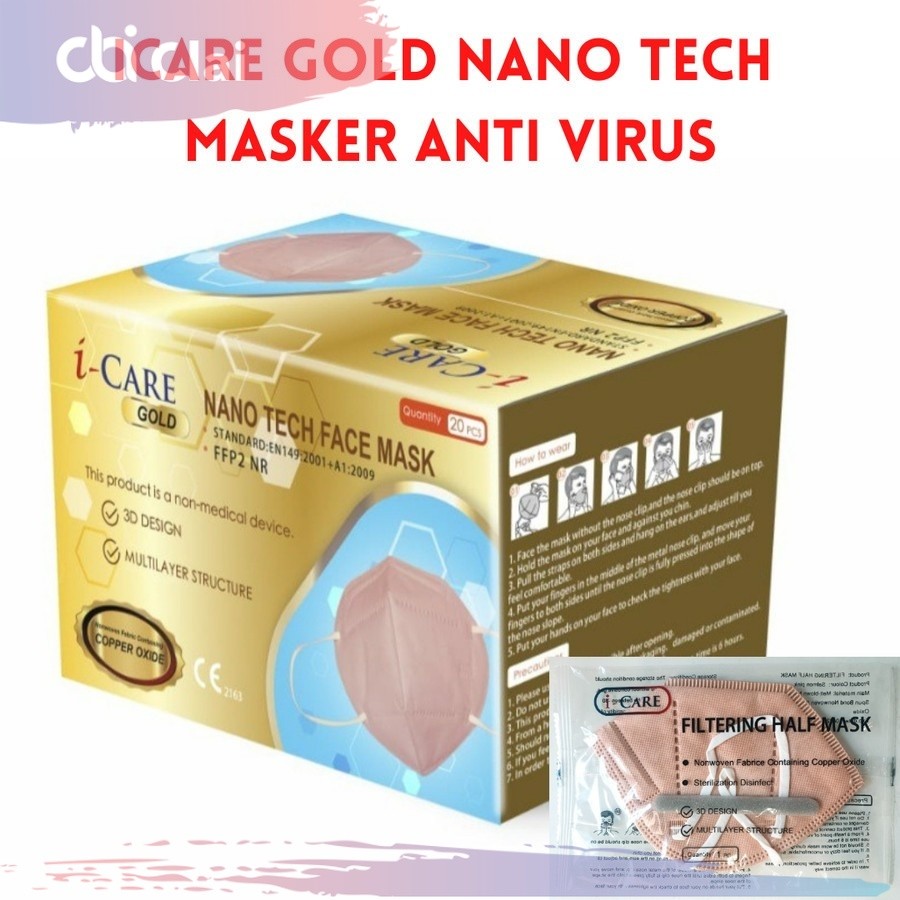 CLAI Masker anti virus KN95 3D Copper filter tembaga anhui health 1 pcs
