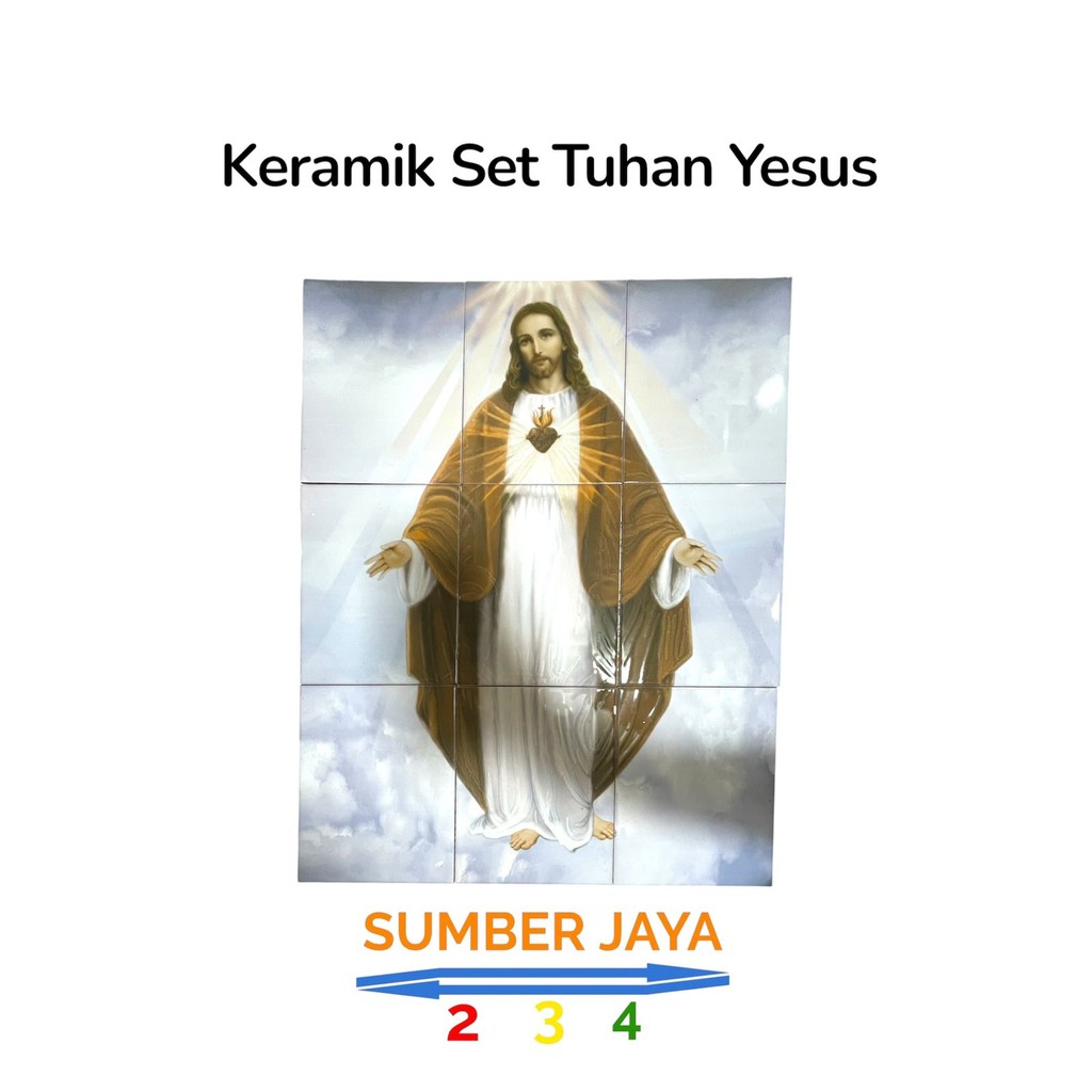Keramik Panel / Keramik Dinding 75x65 Gambar Tuhan Yesus / Keramik Set Gambar Tuhan Yesus