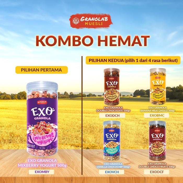 

Paket Bundling isi 2pcs EXO Granola 500gr | Sereal sarapan sehat - MixberryYogurt, MixberryEXO