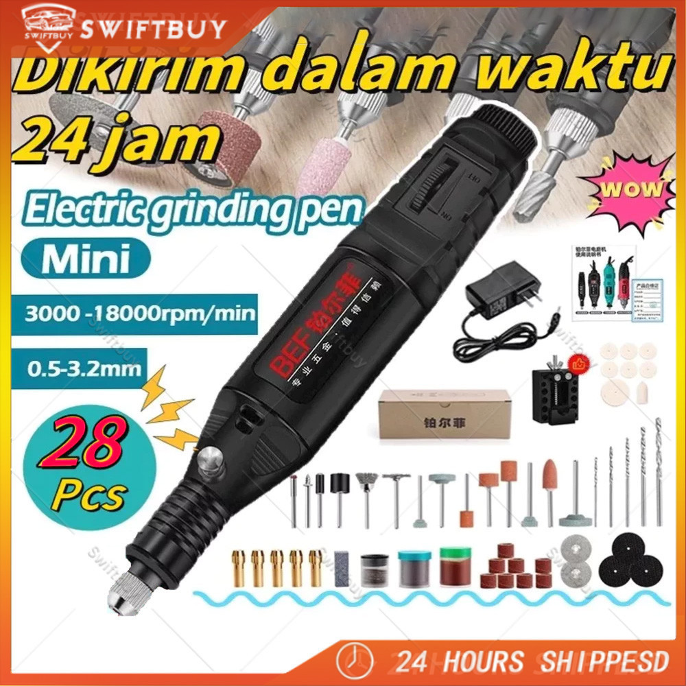 Gerenda listrik Bor Mini 27PCS 12V DC 15000 RPM Mini Drill Electric Engraver Grinder Gerinda Electri