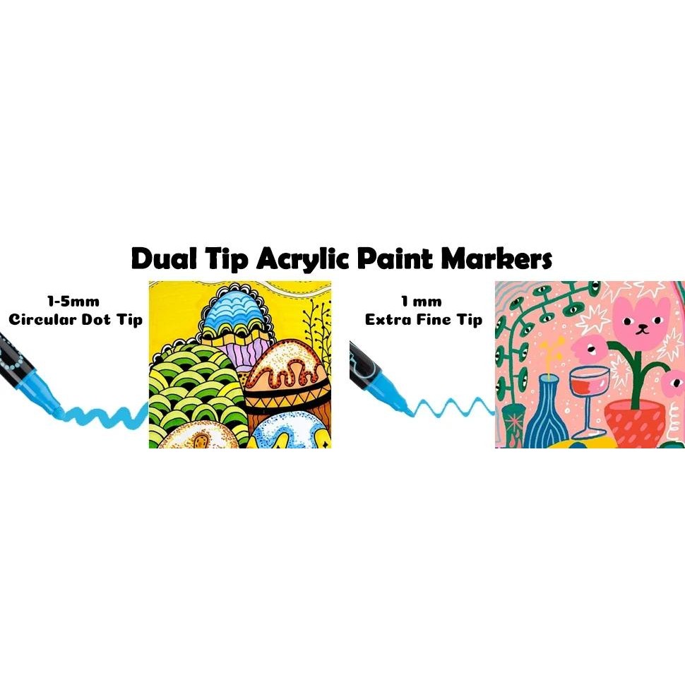 

Acrylic Marker Pen 12/24/36/48/60/72 Colors Dual Tip Waterproof Art Painting Supplies School Stationary Graffiti Drawing Markers