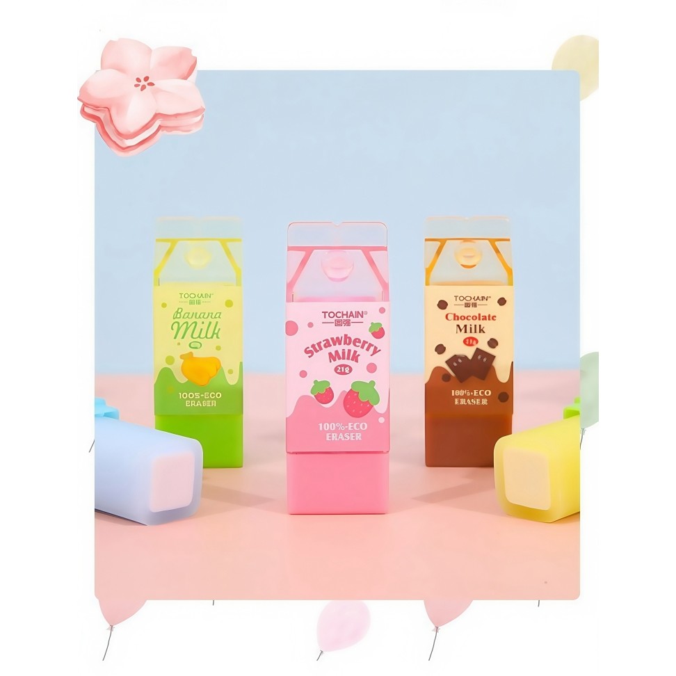 

4pcs Milk Eraser Set Cartoon Mini Banana Chocolate Less Dust Eco PVC Cleaning Tools for Pencil Office School Student F3008