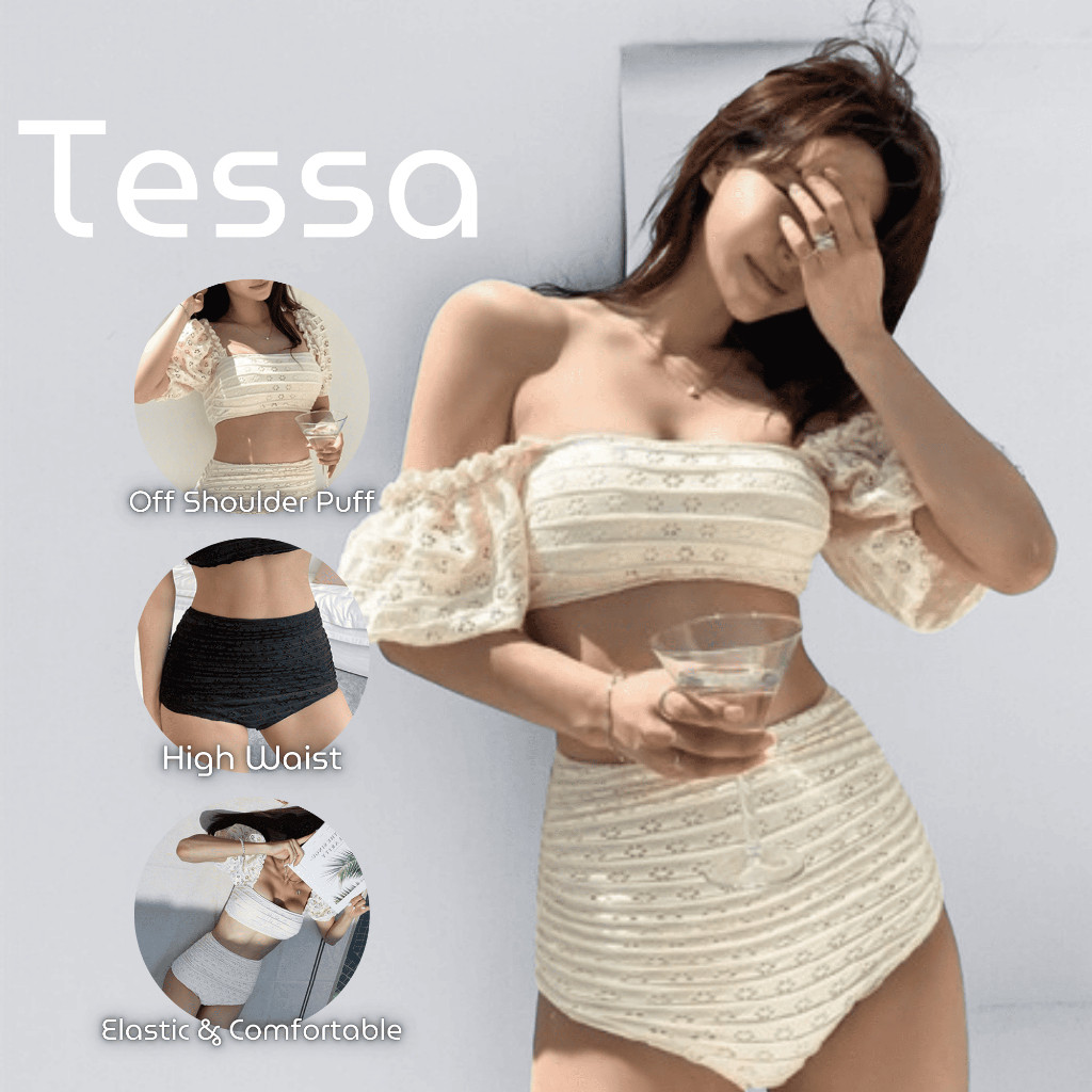 SK88 Bubsy - Tessa Off Shoulder High Waist Bikini Two Piece Swimsuit