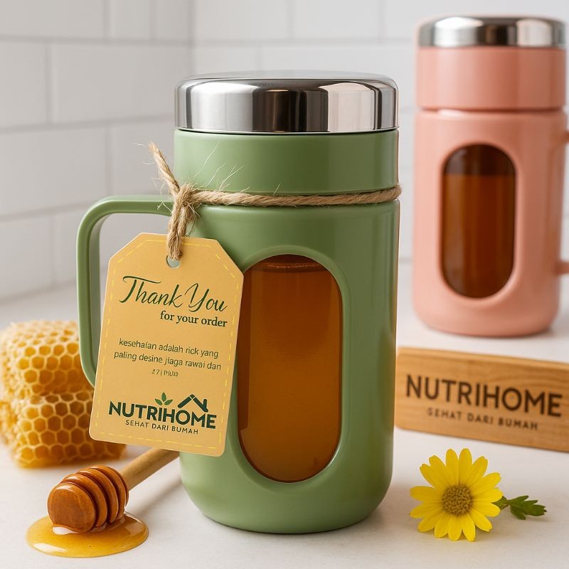 

Nutrihome - Madu Hutan Multiflora Murni Asli 500 ml kemasan Mug kaca premium