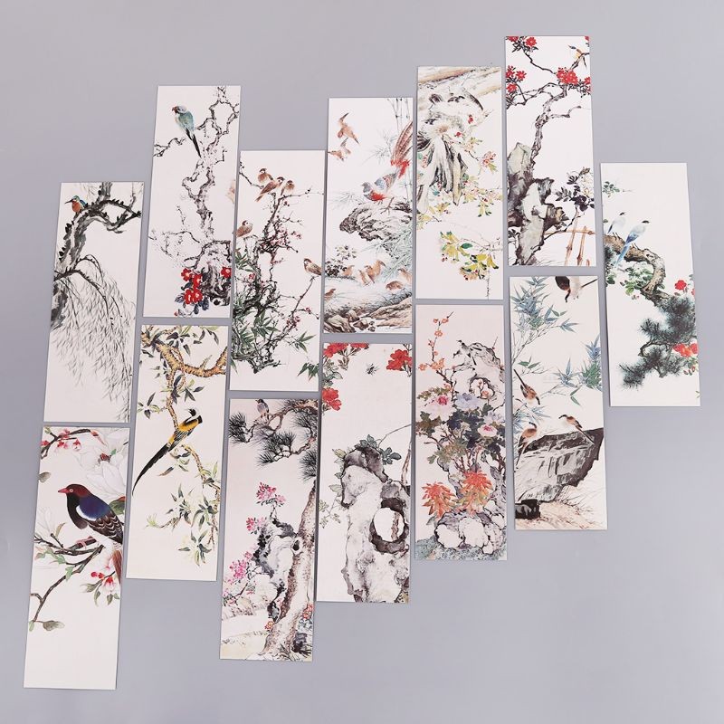 

30pcs/set Flowers Birds Bookmarks Chinese Paper Page Notes Label Message Card Book Marker School Supplies Stationery