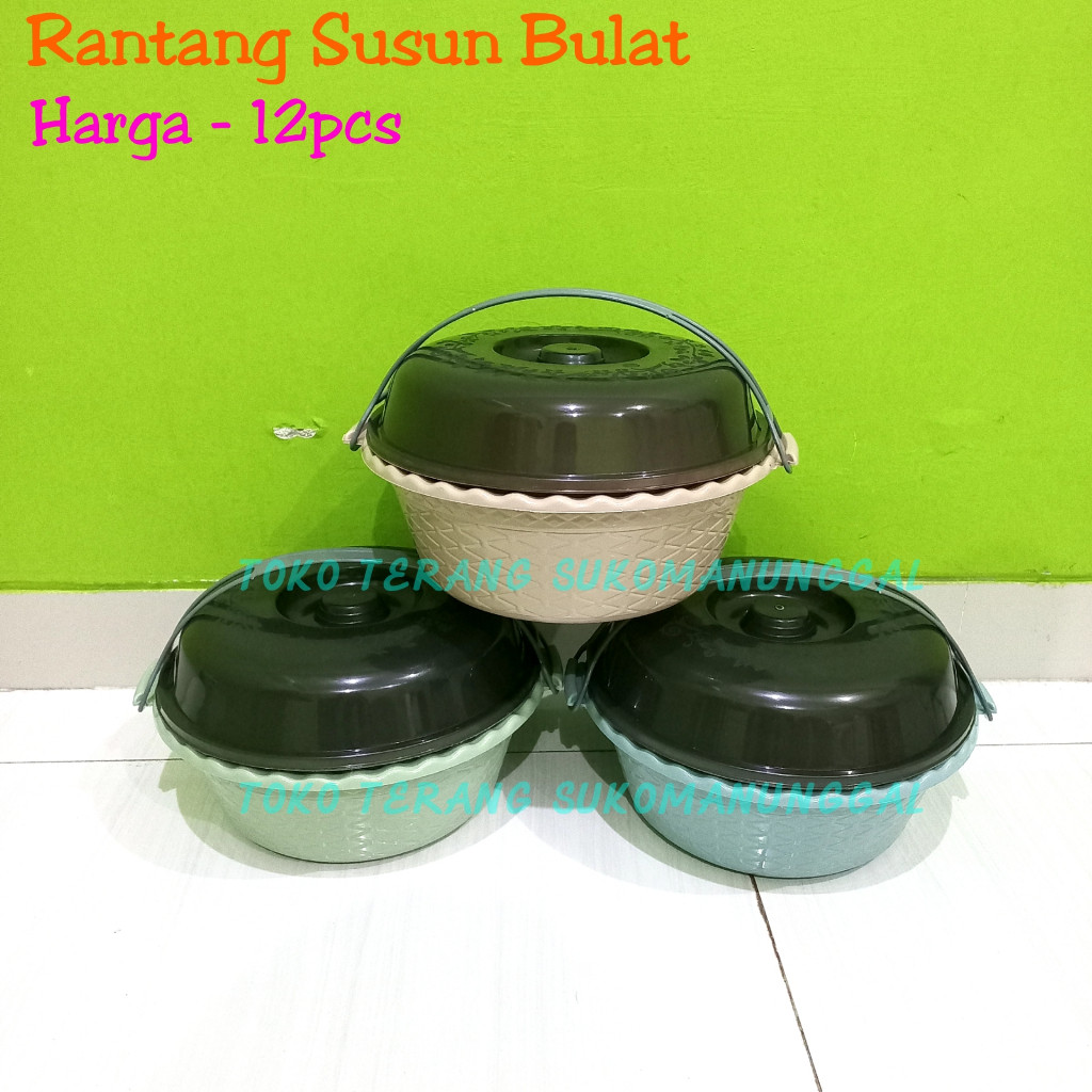12PCS Rantang susun bulat rantang hajatan besar rantang plastik rantang piknik souvenir berkatan sel