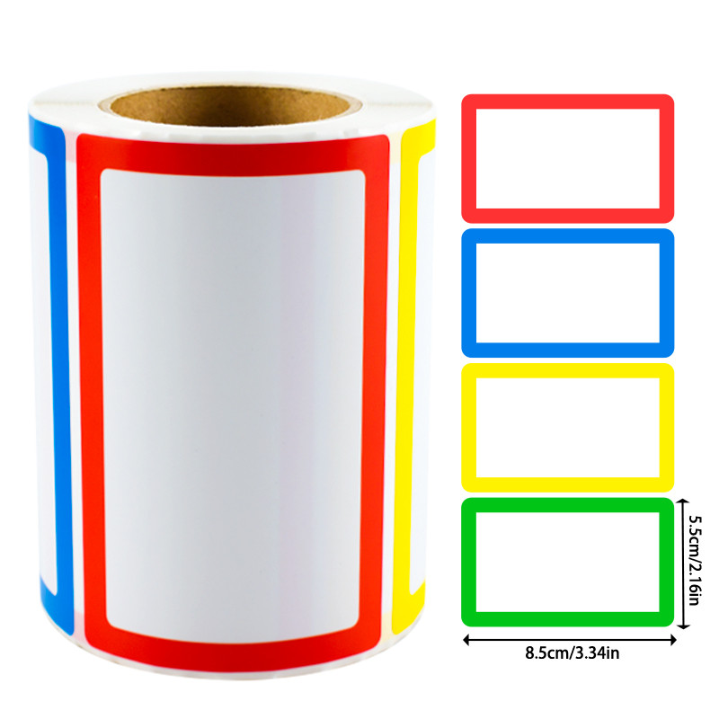 

Blank Four-Color Frame Can Be Handwritten 200 Stickers 3.34"X2.16" Multi-Purpose Removable Label Sticker Label Suitable for Office, School, Conference, Party, Warehouse, Clothes and Mailing Marks