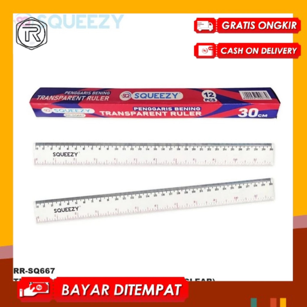 

Penggaris Mika / Penggaris Plastik Tebal 30 cm ZRM / Squeezy