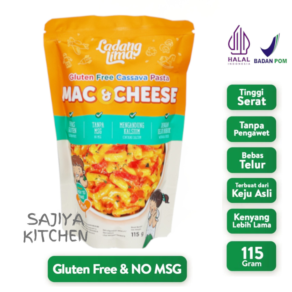 

LADANG LIMA Mac n Cheese Gluten Free Cassava Pasta Singkong Sehat Tanpa Pengawet & MSG 115gr