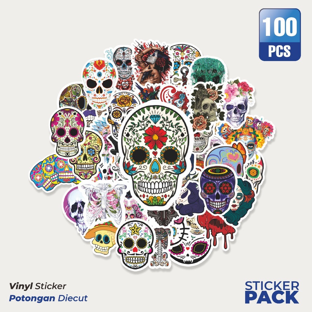 

Stiker Vinyl Stiker Tema Skull [Tengkorak] Waterproof Aesthetic- Untuk Laptop, Motor, dan Helm - Paper Stationery Pack