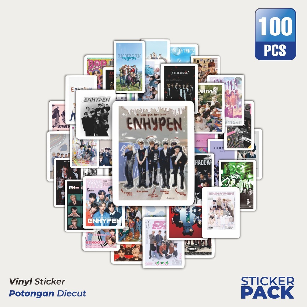 

MURAH 100 PCS Stiker Enhypen Waterproof Aesthetic- Untuk Laptop, Motor, dan Helm - Paper Stationery Pack