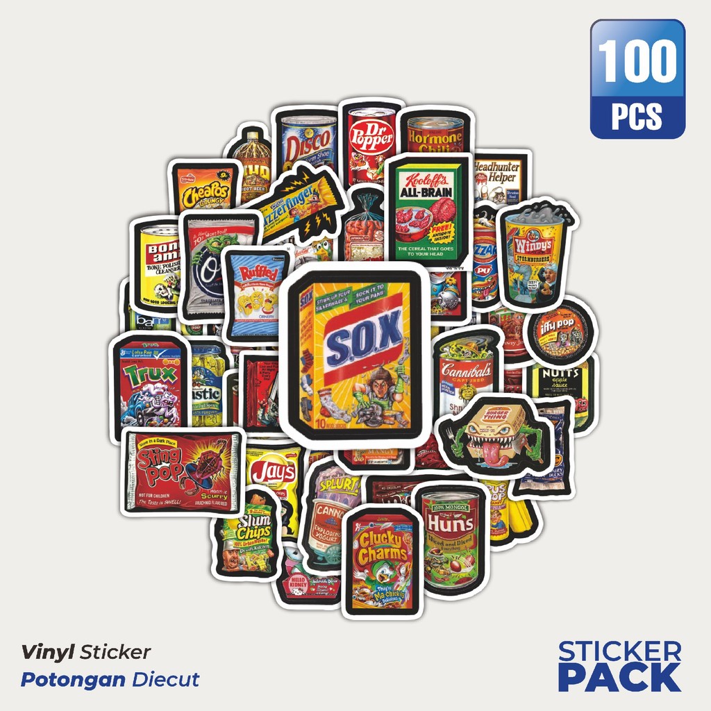 

Stiker Vinyl Stiker Kuso Funny [Makanan Ringan Lucu] Snacks Waterproof Aesthetic- Untuk Laptop, Motor, dan Helm - Paper Stationery Pack
