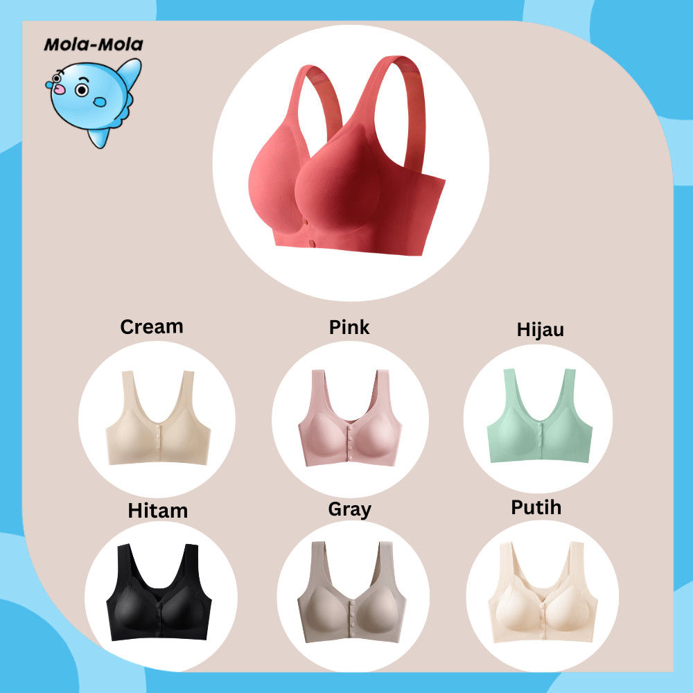 BRA522 Bra Sport Tanpa Kawat Kancing Depan Bahan Lembut BH Kehamilan Menyusui Sportbra Olahraga  Y36