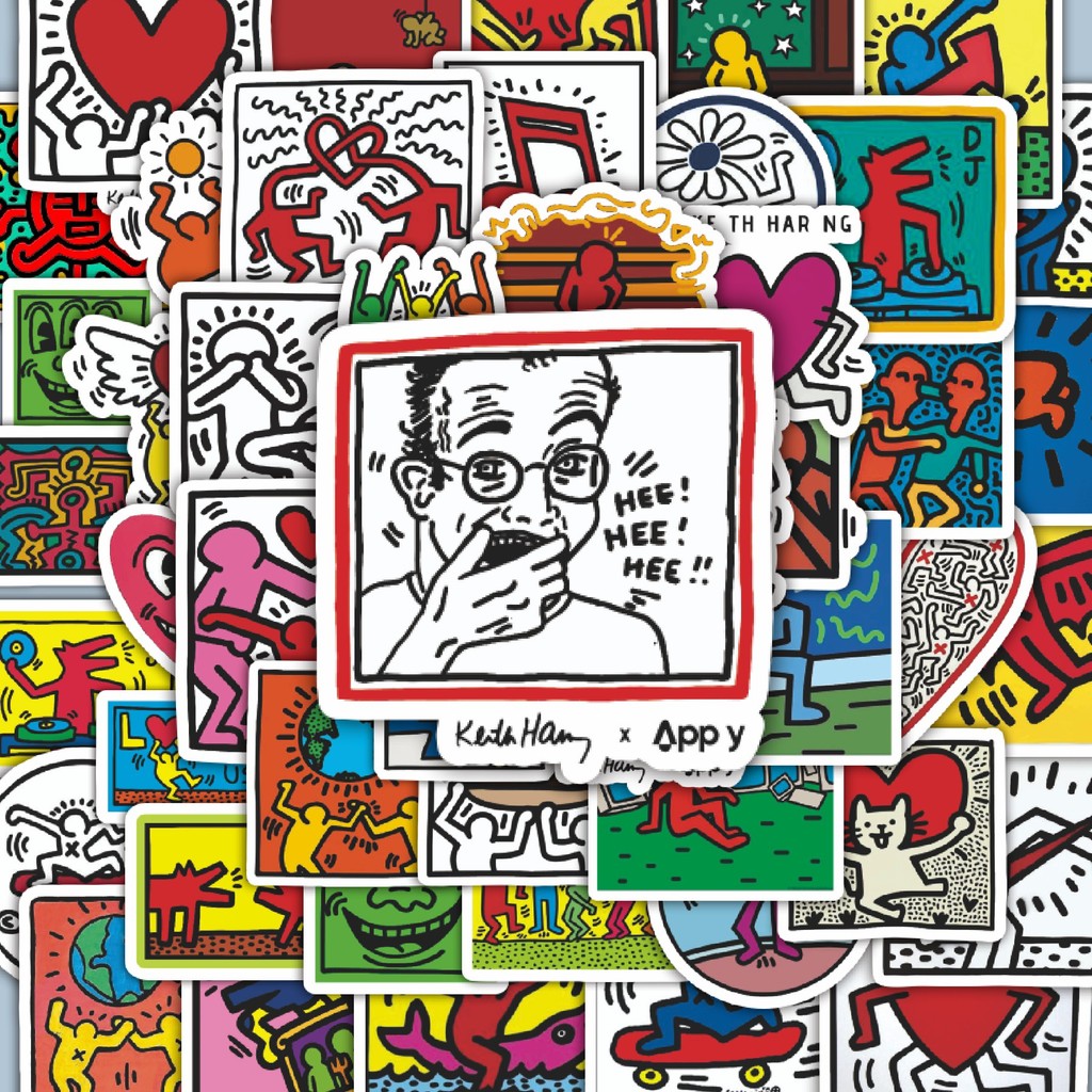 

100PCS Lucu Stiker Keith Haring Series Stiker Aesthetic Stiker Anti Air Stikers Berperekat Waterproof sticker decal buat Motor Helm Buku Journal Koper Casing HP Laptop Botol Minum Hadiah anak