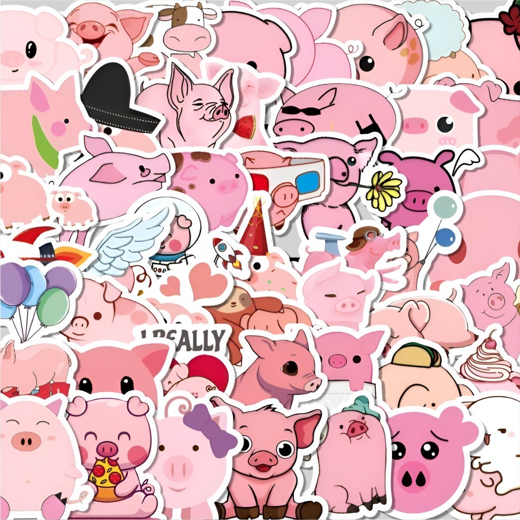 

Stiker Cutting Pack Stiker Hewan Babi Piggy Pink Isi 100Pcs Series Aesthetic Lucu Keren Untuk Koper Bahan Vynil