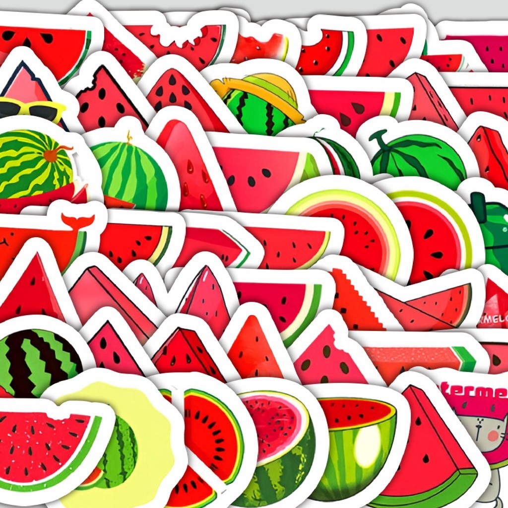 

Stiker Cutting Pack Stiker Watermelon [Semangka] Isi 100Pcs Series Aesthetic Lucu Keren Untuk Koper Bahan Vynil