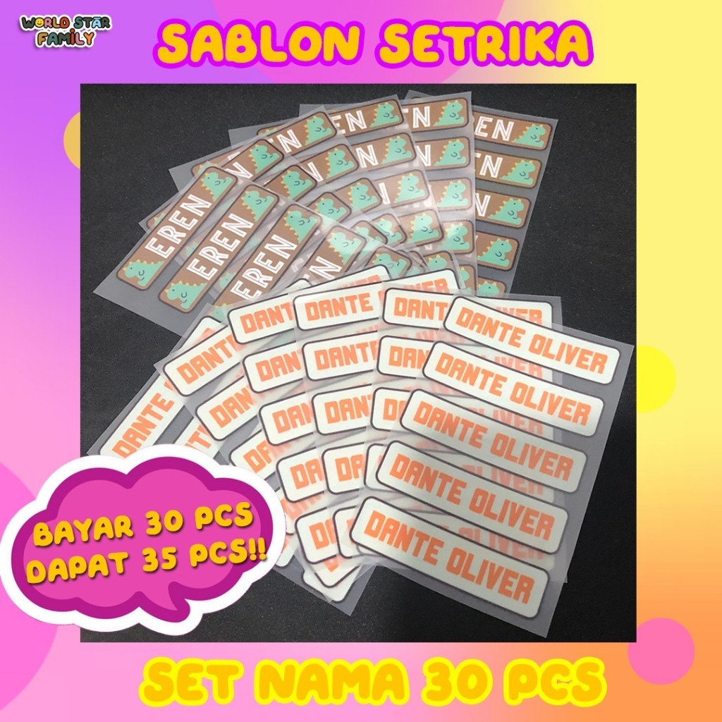 

WSF Sablon setrika Stiker label nama stiker label nama dtf custom label nama anak FREE CUSTOM NAMA stiker DIY kaos STIKER LABEL BAJU MURAH Sablon Setrika Koper Haji