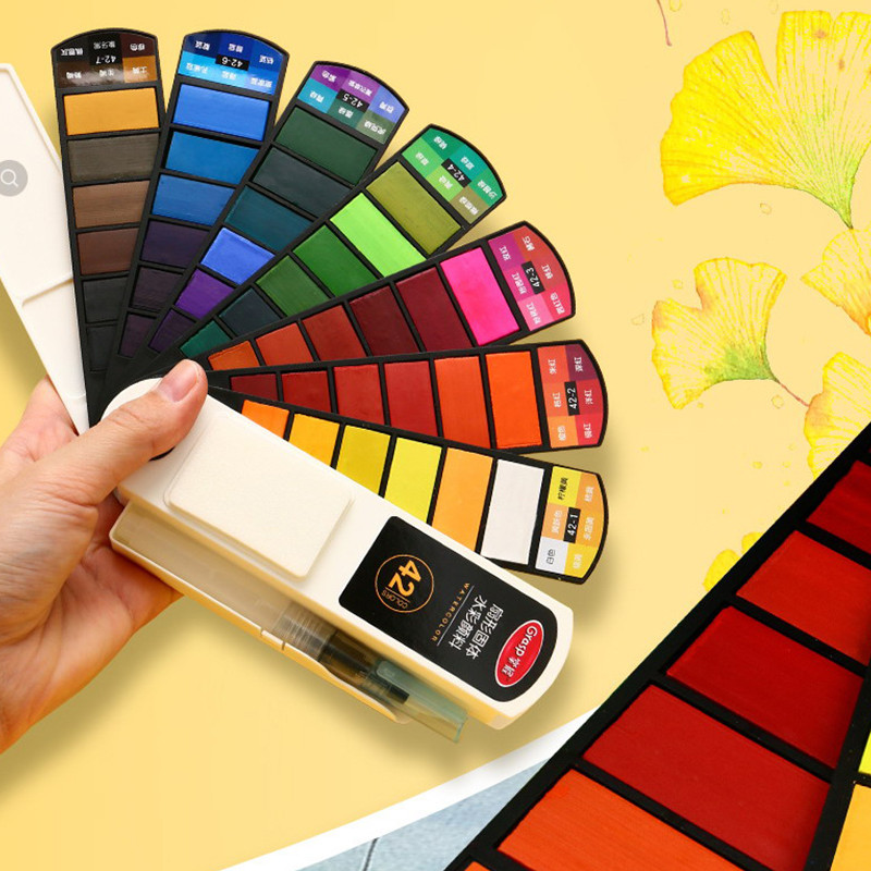 

Professional Solid Watercolor Pigment Foldable Travel Water Color Pigment Water Brush Pen Art Specific Fan Shaped Painting Tools