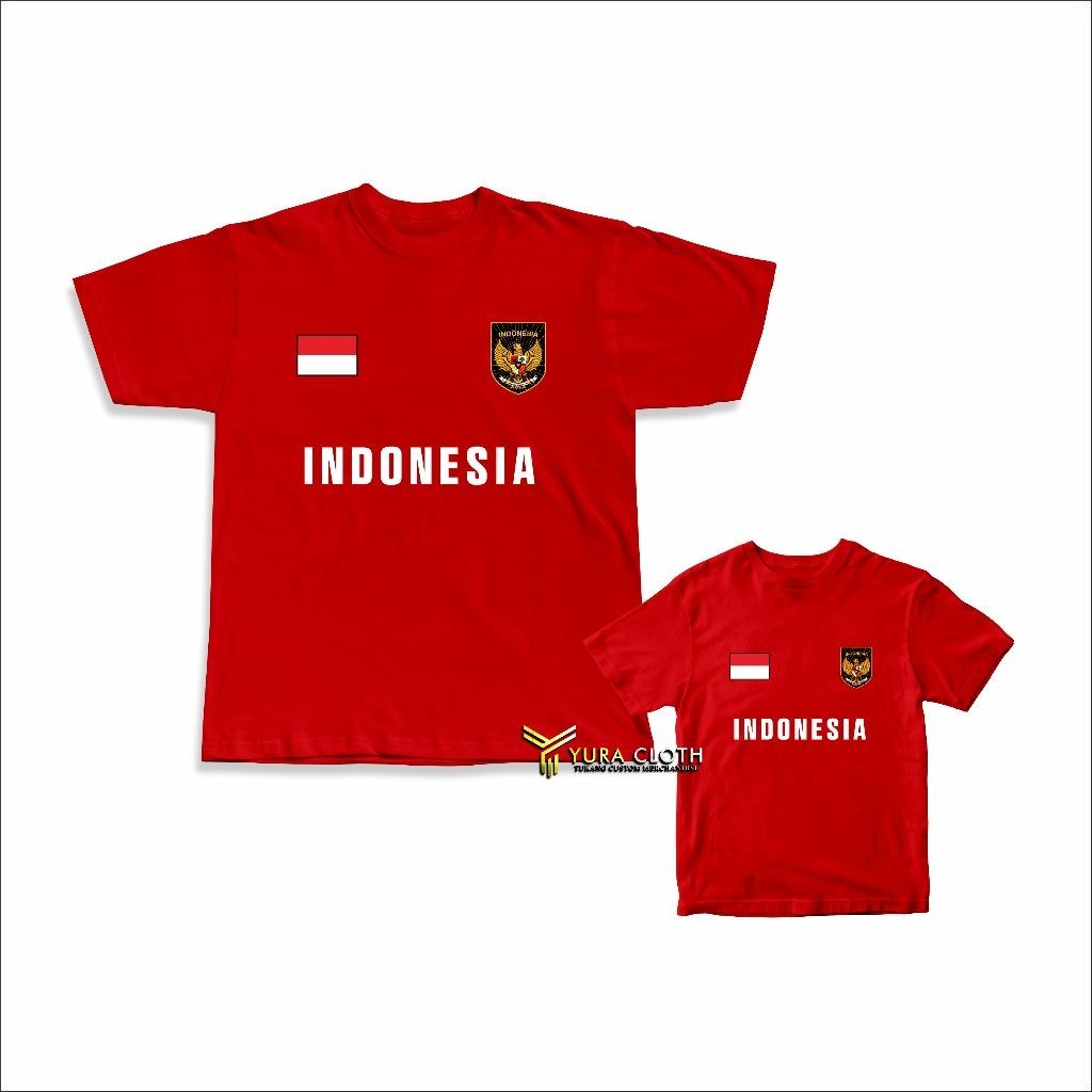 Kaos Pria Distro Indonesia Logo Timnas Dewasa Dan Anak Kemerdekaan HUT RI 80