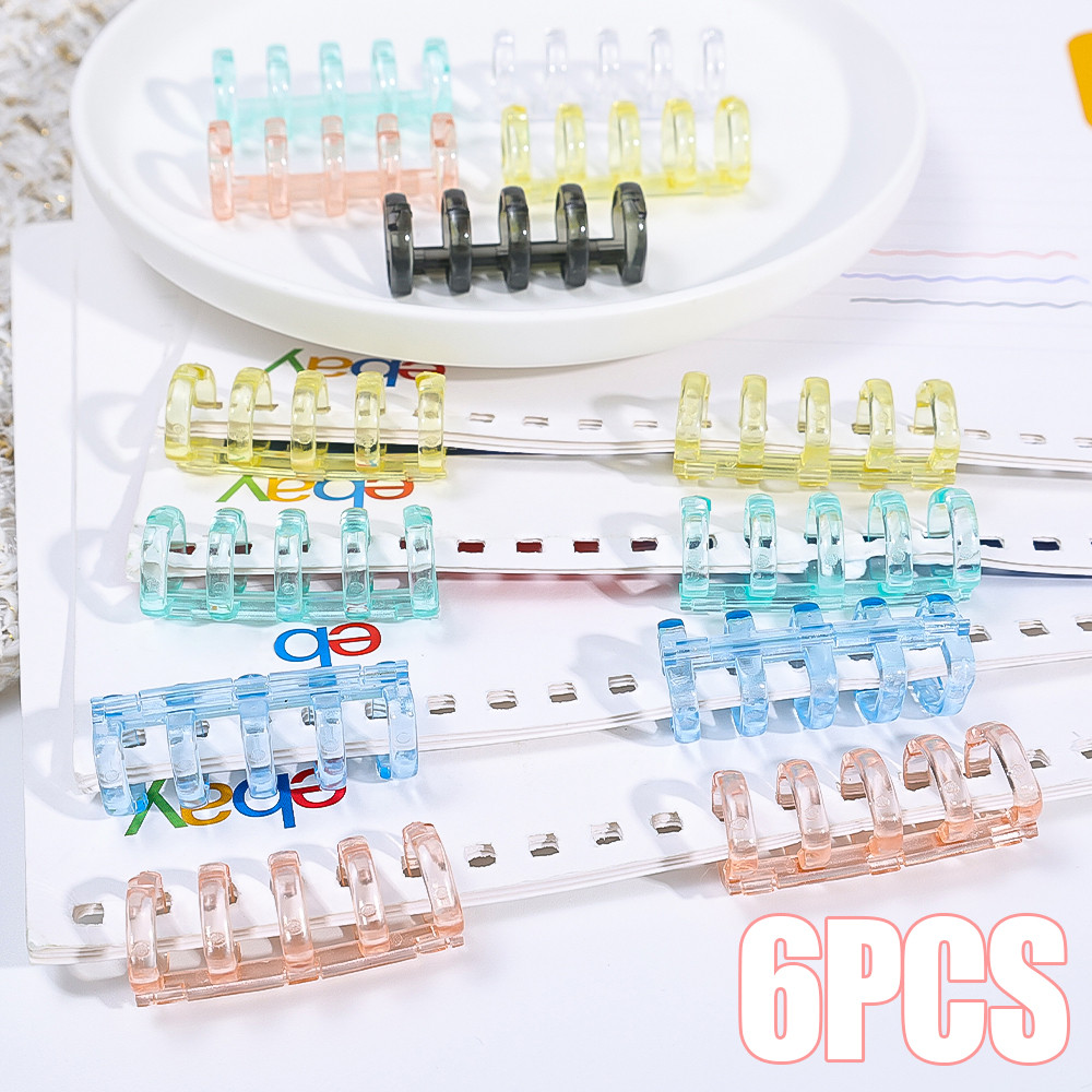 

1-6PCS 5-hole Loose-leaf Binder Ring Notebook Spiral Circles Rings Buckle Clip Binding Clamp DIY School Supplies Stationery