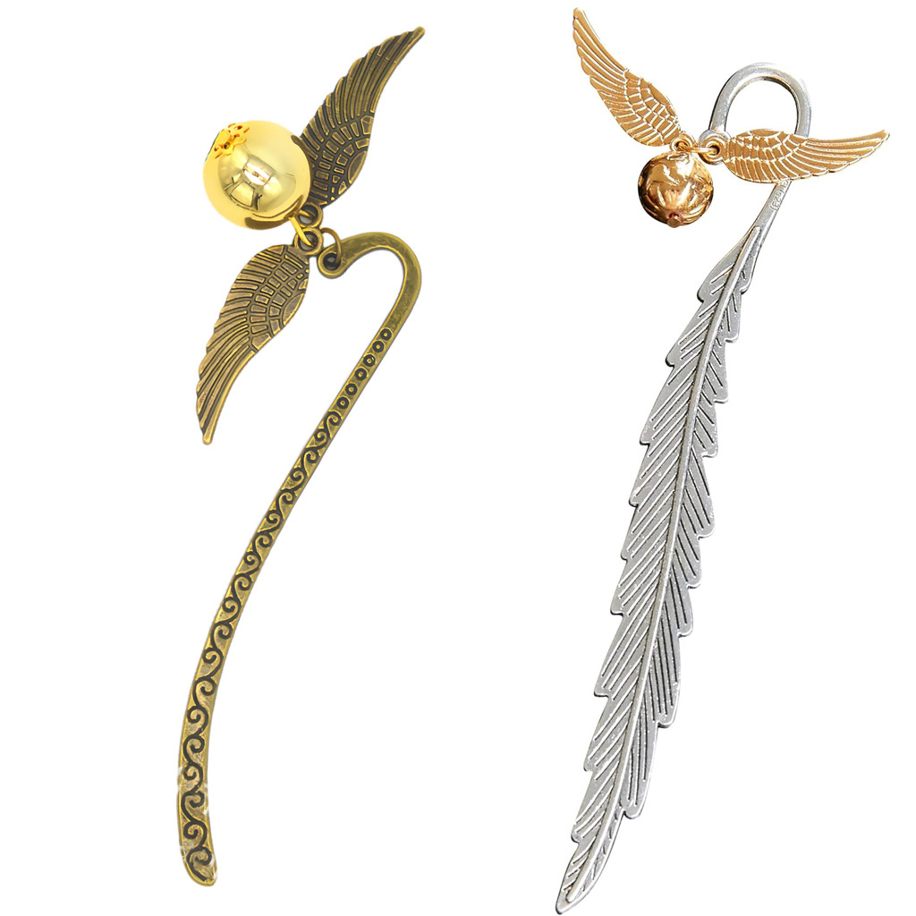 

Magic Academy Metal Bookmark with Ornament Golden Snitch Hogwarts Reading Gift Stocking Book Lover Gift (Silver/Gold)