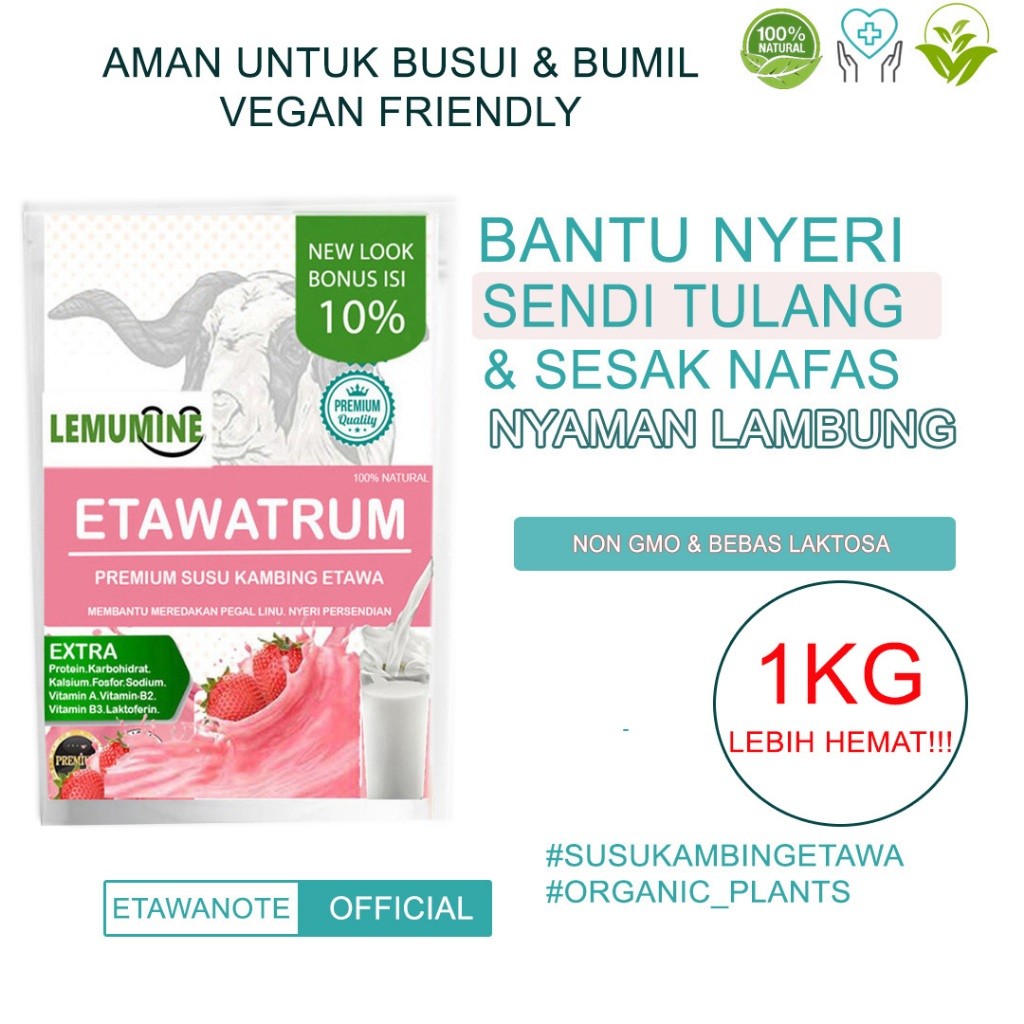 

New Susu Kambing Etawa Bubuk 1kg Original Untuk Tulang Dan Sendi Susu Tulang Dan Sendi Susu Etawa Untuk Paru Bubuk Murni susu kambing skygoat etawalin susu sendi dan tulang etawaku platinum susu gomilk etawa Lemumine (1KG)Premium