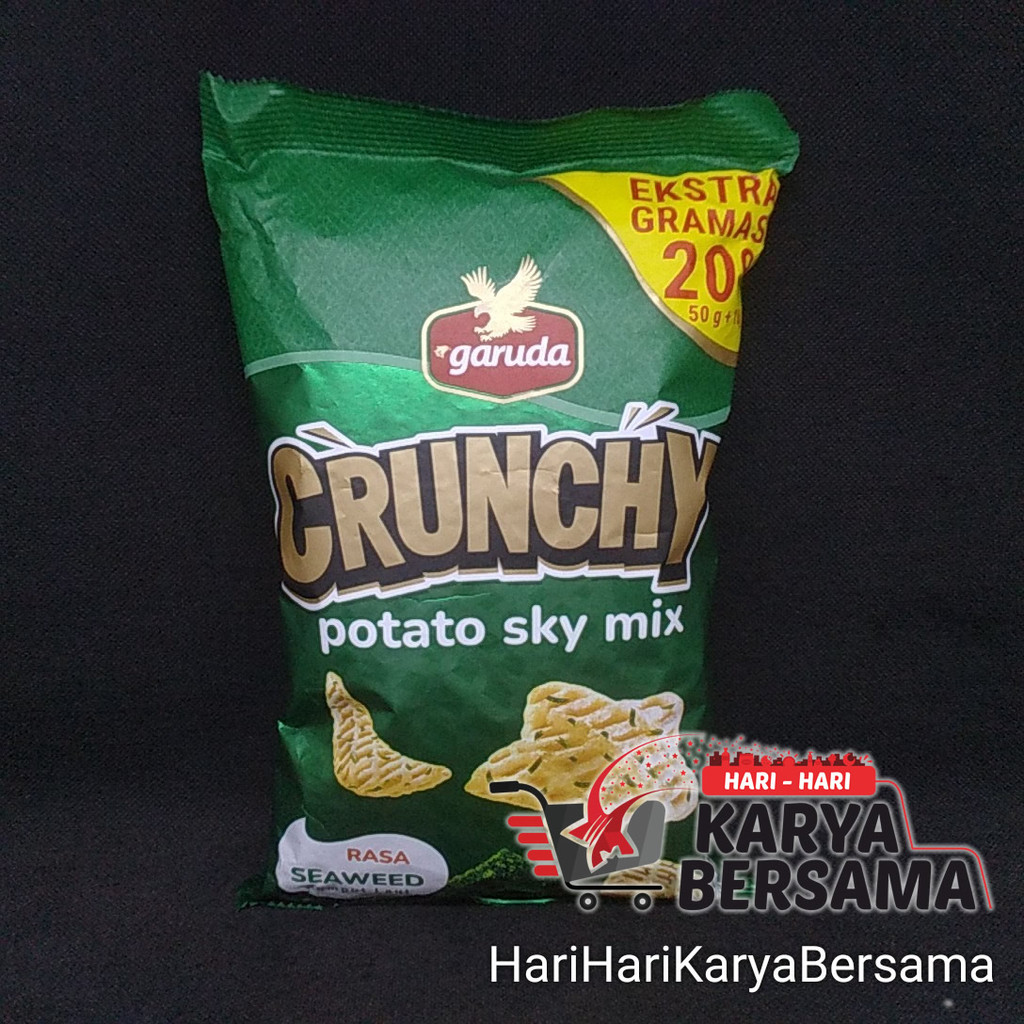 

MAKANAN RINGAN SNACK GARUDA CRUNCHY POTATO SKY MIX RASA SEAWEED 60GR