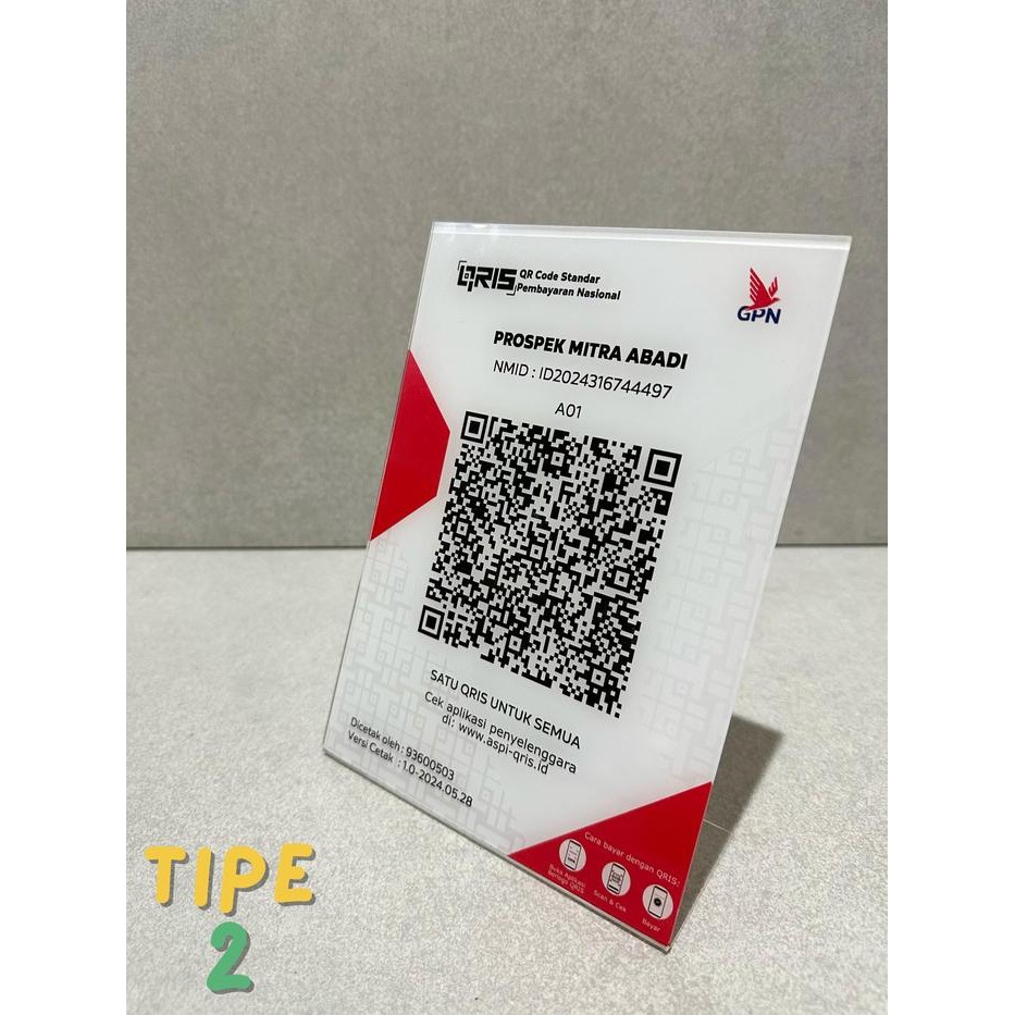 

QRIS PAYMENT STAND / AKRILIK QRIS QR STAND CUSTOM UV PRINTED bukan STIKER - 1, A4