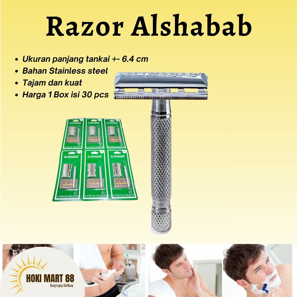 GROSIR!!! (1 BOX ISI 30 PCS)  Alat Cukur+Silet Gagang Besi ALSHABAB/Alat Cukur Kumis/Cukuran Kumis