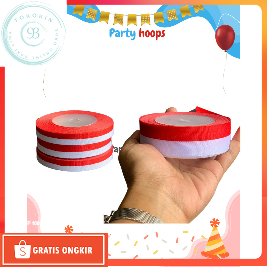 

Agustusan / Pita merah putih/17 agustusan Per Roll pita satin Pita Bendera dekorasi 17 agustus hari kemerdekan HUT RI