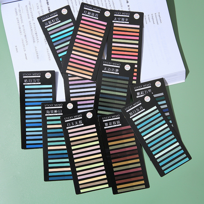 

300Pcs Color Translucent Strips PET Index Sticker Note Highlight Mark Stickers Subjects Bookmarks Student Stationery Sticky Note