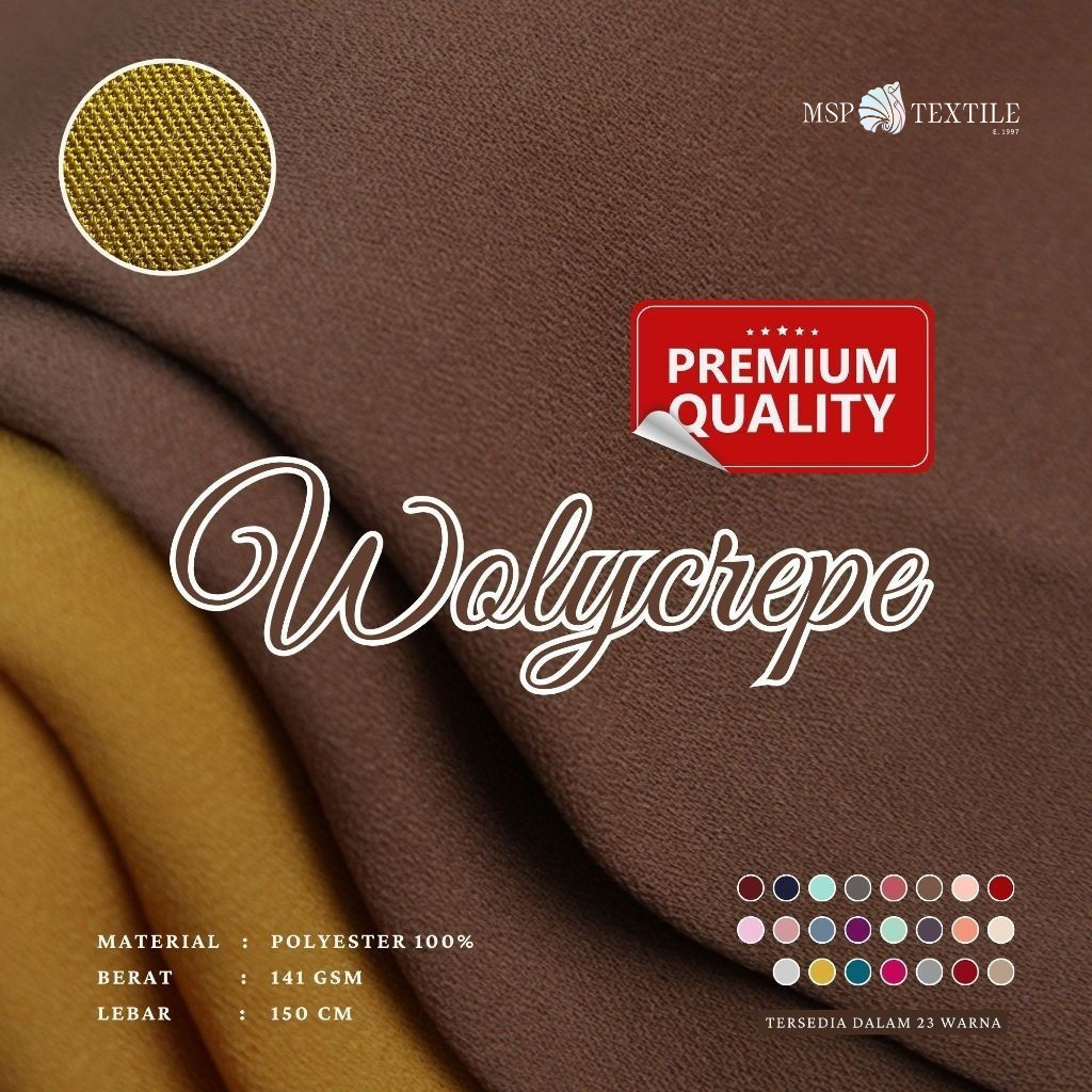 BAHAN KAIN POLYESTER WOLYCREPE POLOS PREMIUM