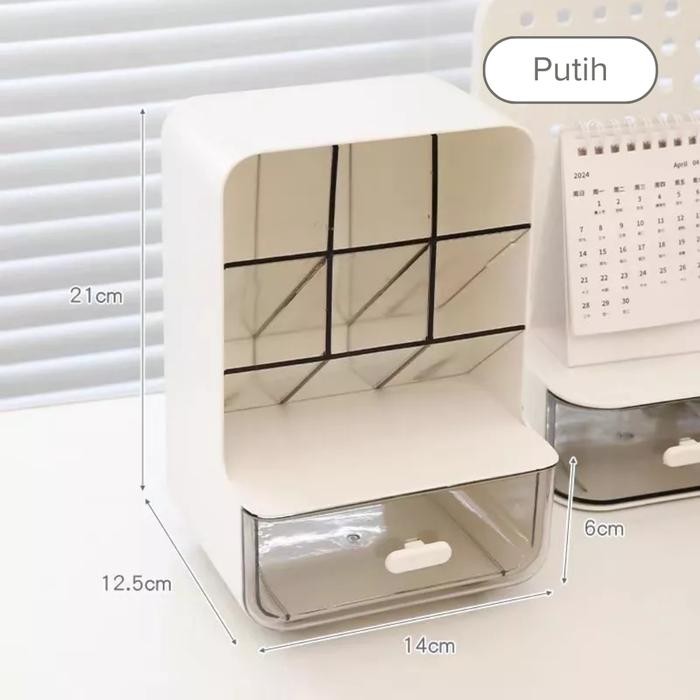 

KURUMA - KAZE Perapi Makeup Tempel Laci Pensil Pen Minimalis Storage Alat Tulis Seaguna Rak ATK Dekorasi Organizer Skincare Gantung - Putih