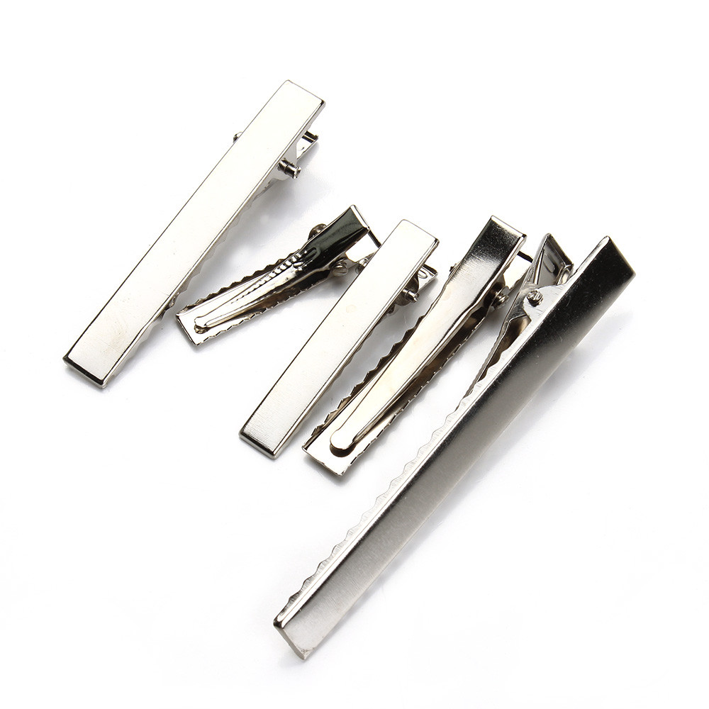 

20-50pcs 32/40/45/55/75/98mm Flat Metal Single Prong Alligator Hairpin Clip Base for DIY Hair Clips Jewelry Making Accessories