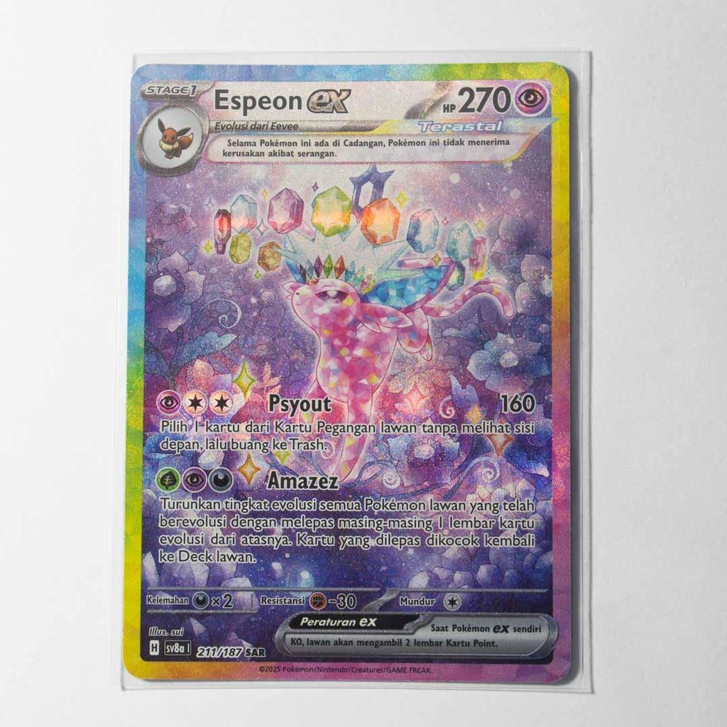 Espeon EX SAR 211/187 SV8a Festival Terastal EX Kartu Pokemon TCG Original Indonesia