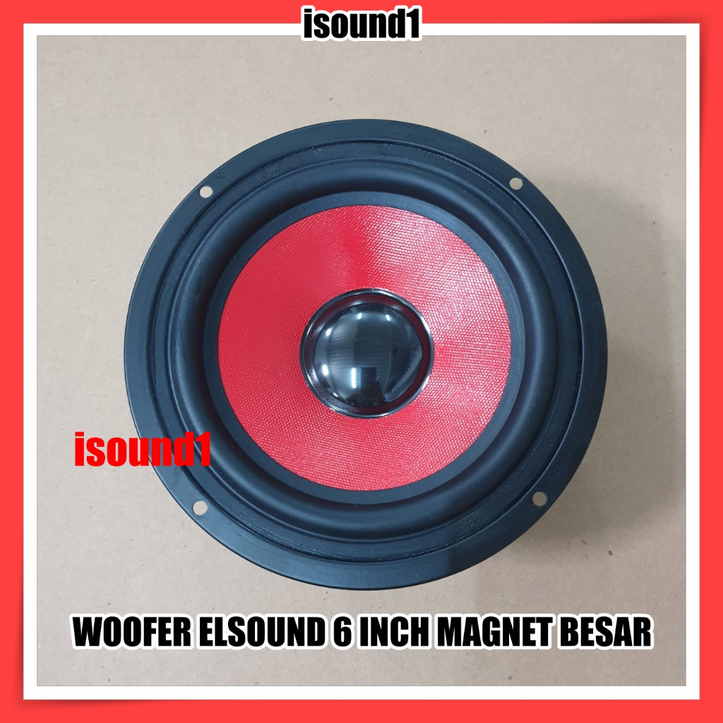 Speaker Woofer Elsound 6 inch RED Magnet Besar 150 Watt 8 Ohm Original